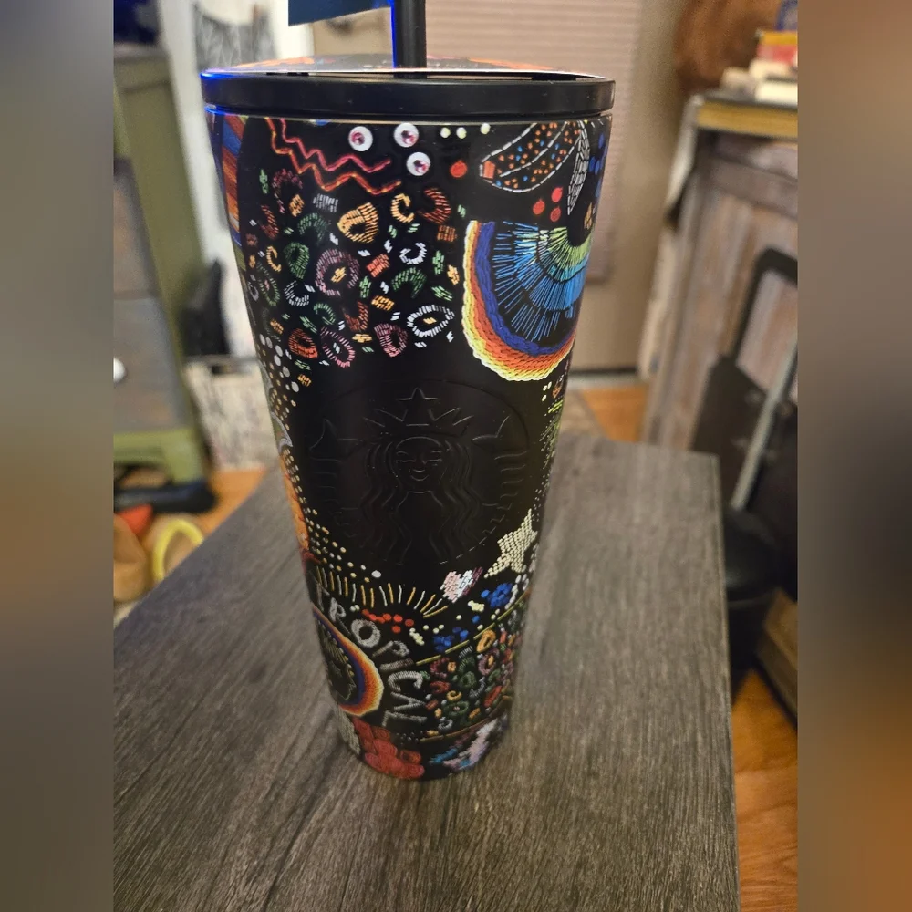 STARBUCKS Farm Rio Summer 2025 Black Rainbow NWT